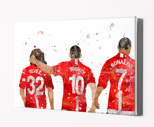 Utd Trio | Minimalist Watercolor Art Print Poster Gift Idea For Him Or Her | Football | Soccer