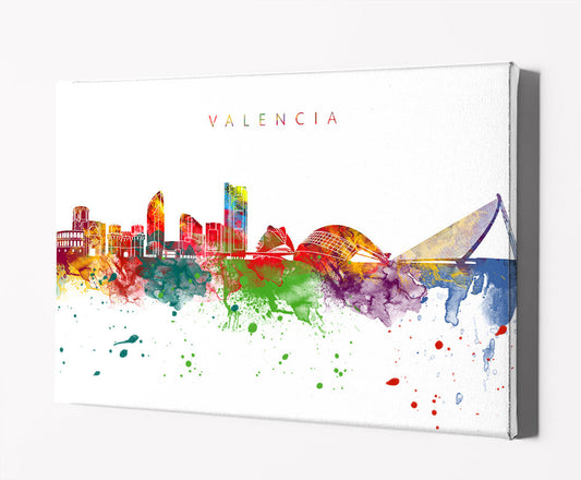 Valencia Skyline Art Print  | Minimalist Watercolor Art Print Poster Gift Idea For Him Or Her | Wall Art | City Skyline | City Prints