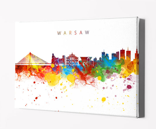 Warsaw Skyline Art Print  | Minimalist Watercolor Art Print Poster Gift Idea For Him Or Her | Wall Art | City Skyline | City Prints