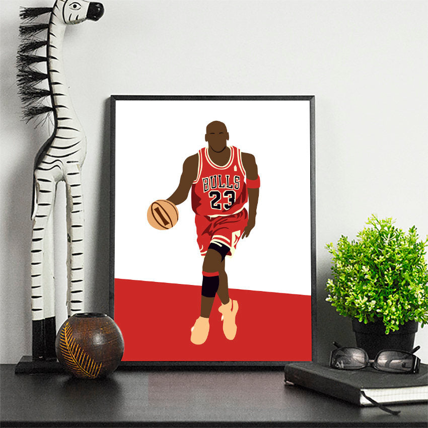 MJ Basketball Artwork | Minimalist Art Print Poster Gift Idea For Him Canvas | Basketball Gift