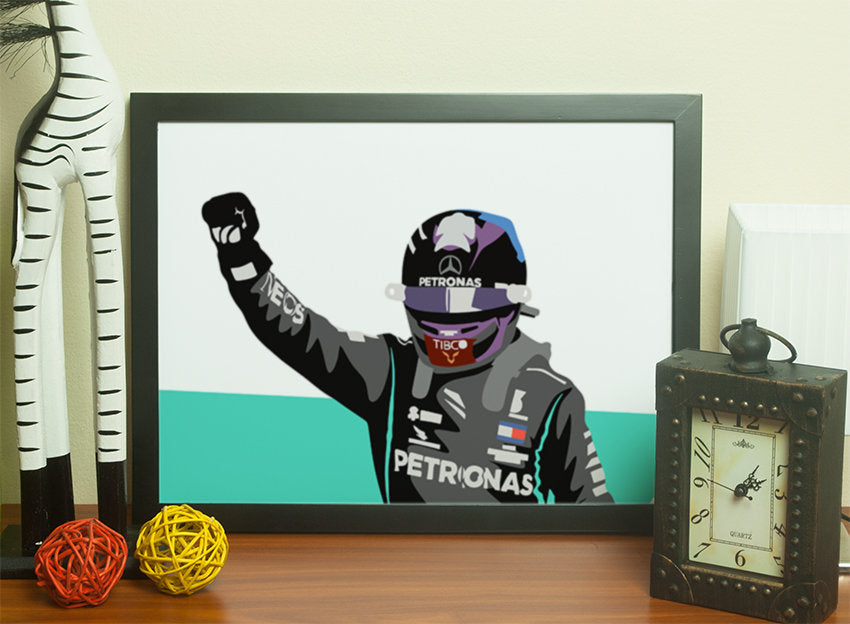 Lewis F1 Artwork | Minimalist Art Print Poster Gift Idea For Him Canvas | Formula One Gift