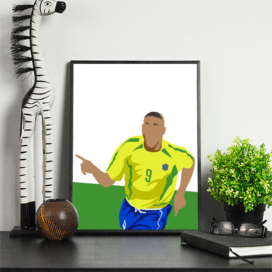 Classic Ronaldo Brazil Football Print \ Minimalist Art Print Poster Gift Idea For Him \ Soccer \ Gift for Husband Boyfriend