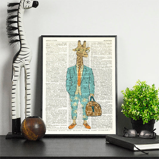 Dictionary Print \  #93 Giraffe In Suit \ Dictionary Art / Dictionary Page | Nursery Art | Vintage Poster | Gift for her | Gift for Mum