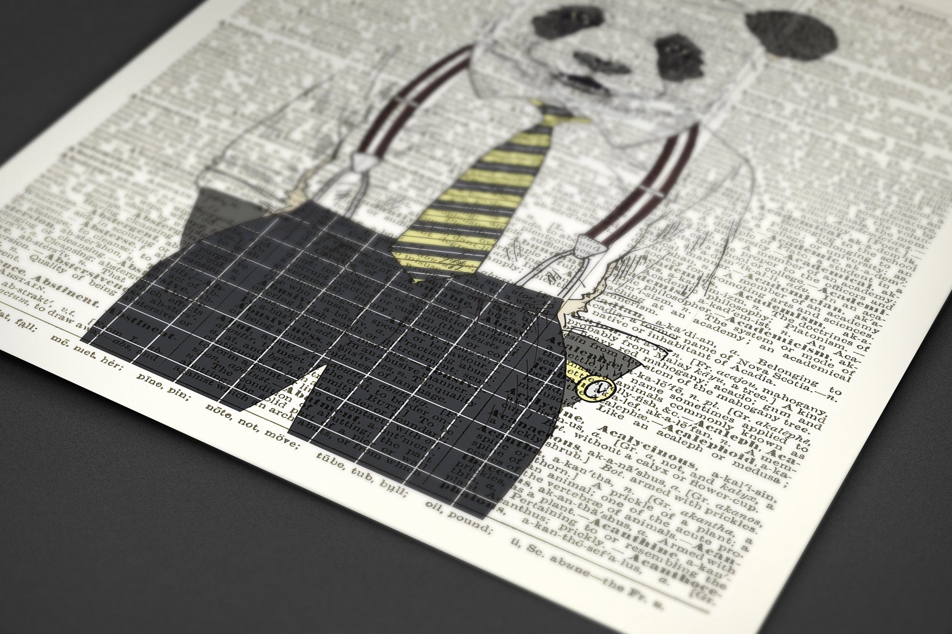 Dictionary Print \  #72 Gangster Panda \ Dictionary Art / Dictionary Page | Nursery Art | Vintage Poster | Gift for her | Gift for Mum