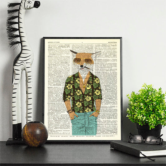 Dictionary Print \  #73 Gangster Fox \ Dictionary Art / Dictionary Page | Nursery Art | Vintage Poster | Gift for her | Gift for Mum