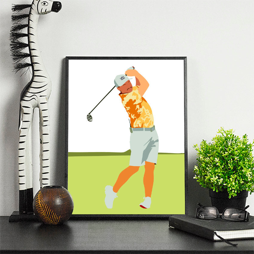 Rickie Golf Artwork | Minimalist Art Print Poster Gift Idea For Him | Golf Print | Golfer | Gift for Husband Boyfriend