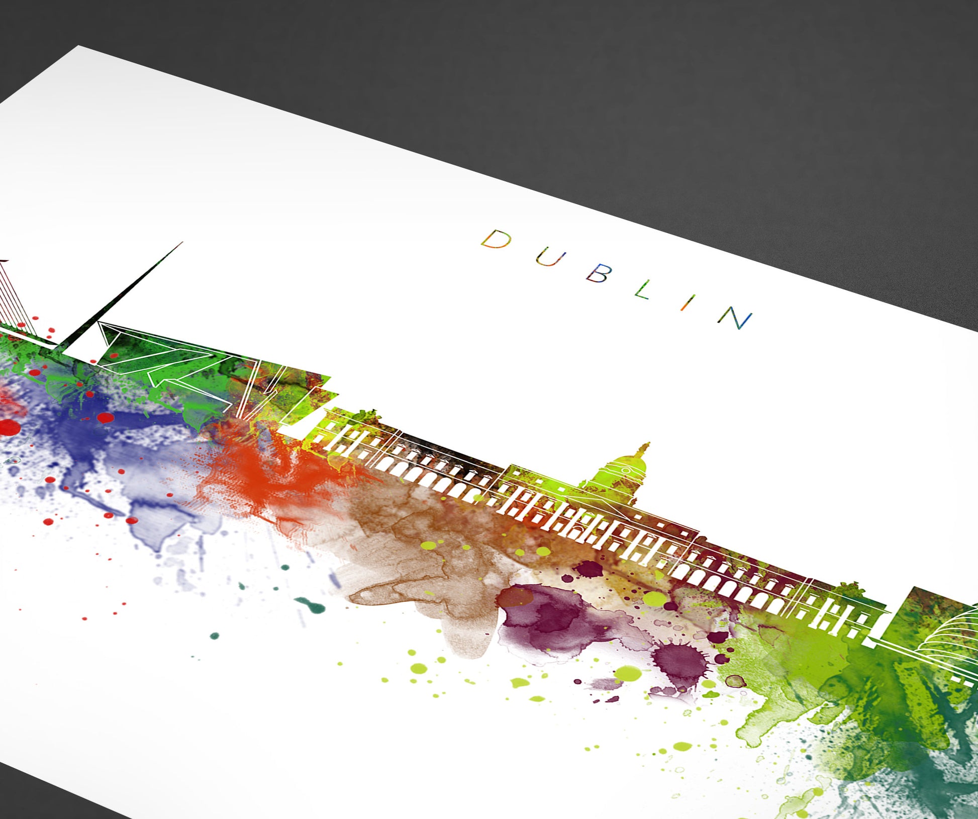 Dublin Skyline Art Print  | Minimalist Watercolor Art Print Poster Gift Idea For Him Or Her | Wall Art | City Skyline | City Prints