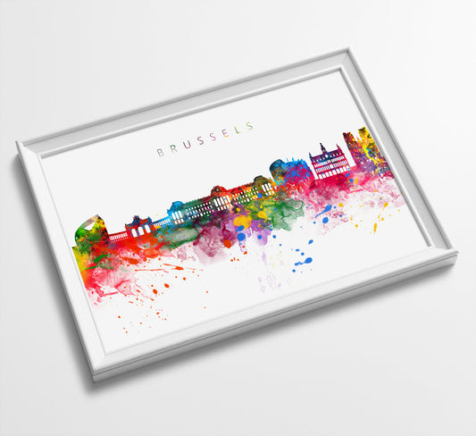Brussels Skyline Art Print  | Minimalist Watercolor Art Print Poster Gift Idea For Him Or Her | Wall Art | City Skyline | City Prints