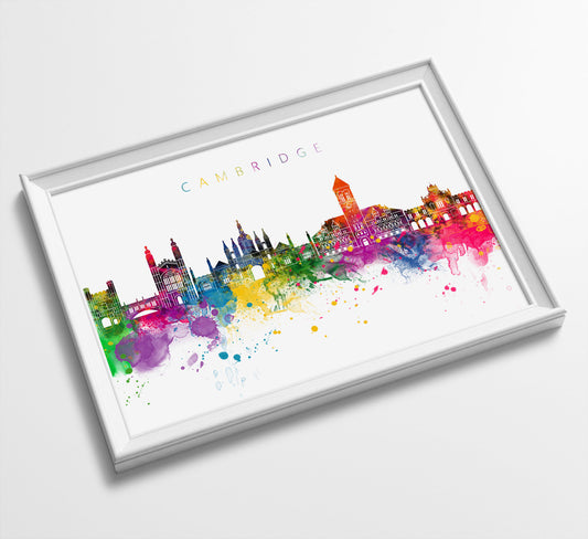 Cambridge Skyline Art Print  | Minimalist Watercolor Art Print Poster Gift Idea For Him Or Her | Wall Art | City Skyline | City Prints