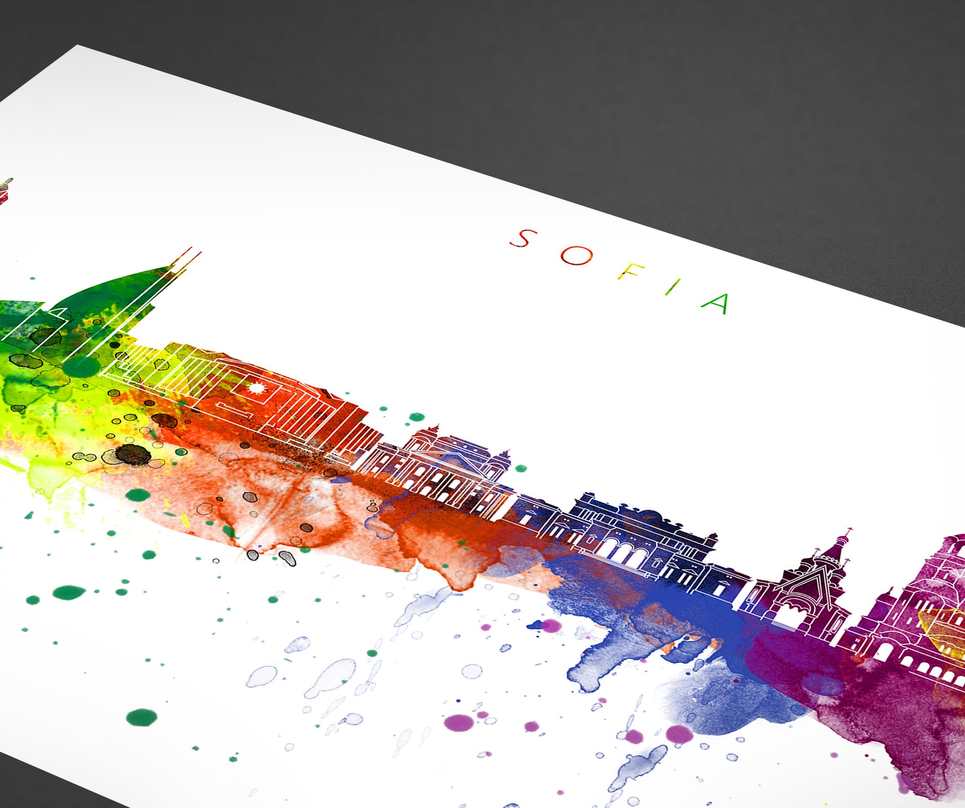 Sofia Skyline Art Print  | Minimalist Watercolor Art Print Poster Gift Idea For Him Or Her | Wall Art | City Skyline | City Prints