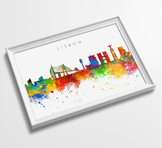 Lisbon Skyline Art Print  | Minimalist Watercolor Art Print Poster Gift Idea For Him Or Her | Wall Art | City Skyline | City Prints
