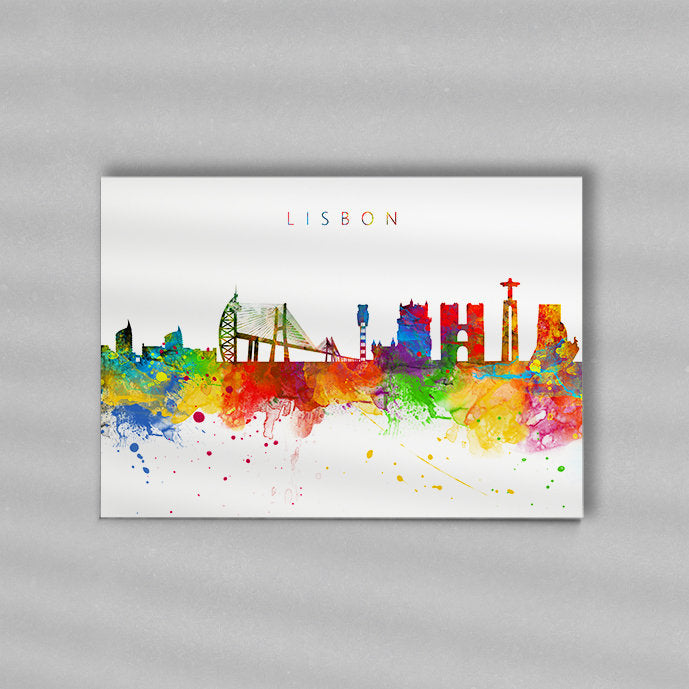 Lisbon Skyline Art Print  | Minimalist Watercolor Art Print Poster Gift Idea For Him Or Her | Wall Art | City Skyline | City Prints