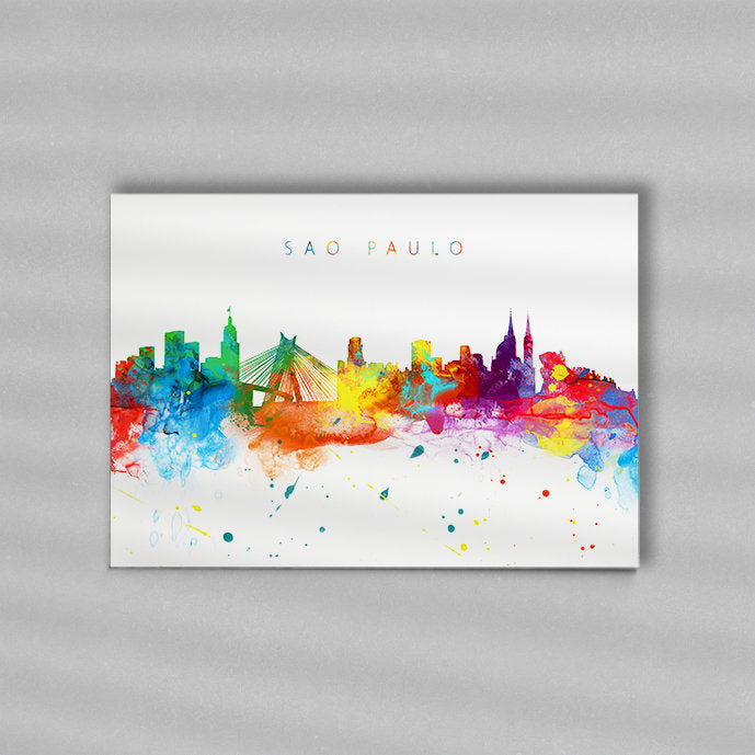 Sao Paulo Skyline Art Print  | Minimalist Watercolor Art Print Poster Gift Idea For Him Or Her | Wall Art | City Skyline | City Prints