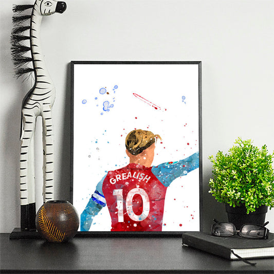 Jack Grealish Football Print / Minimalist Watercolor Art Print Poster Gift Idea For Him Or Her | Golf Poster