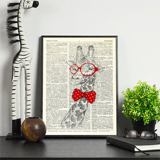 Dictionary Print \  #21 Giraffe Dickie Bow \ Dictionary Art / Dictionary Page | Nursery Art | Vintage Poster | Gift for her