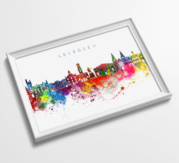 Aberdeen Skyline Art Print  | Minimalist Watercolor Art Print Poster Gift Idea For Him Or Her | Wall Art | City Skyline | City Prints