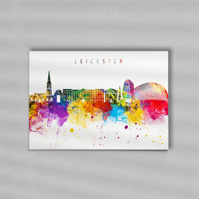 Leicester Skyline Art Print  | Minimalist Watercolor Art Print Poster Gift Idea For Him Or Her | Wall Art | City Skyline | City Prints