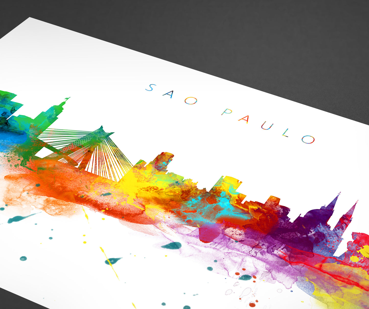Sao Paulo Skyline Art Print  | Minimalist Watercolor Art Print Poster Gift Idea For Him Or Her | Wall Art | City Skyline | City Prints