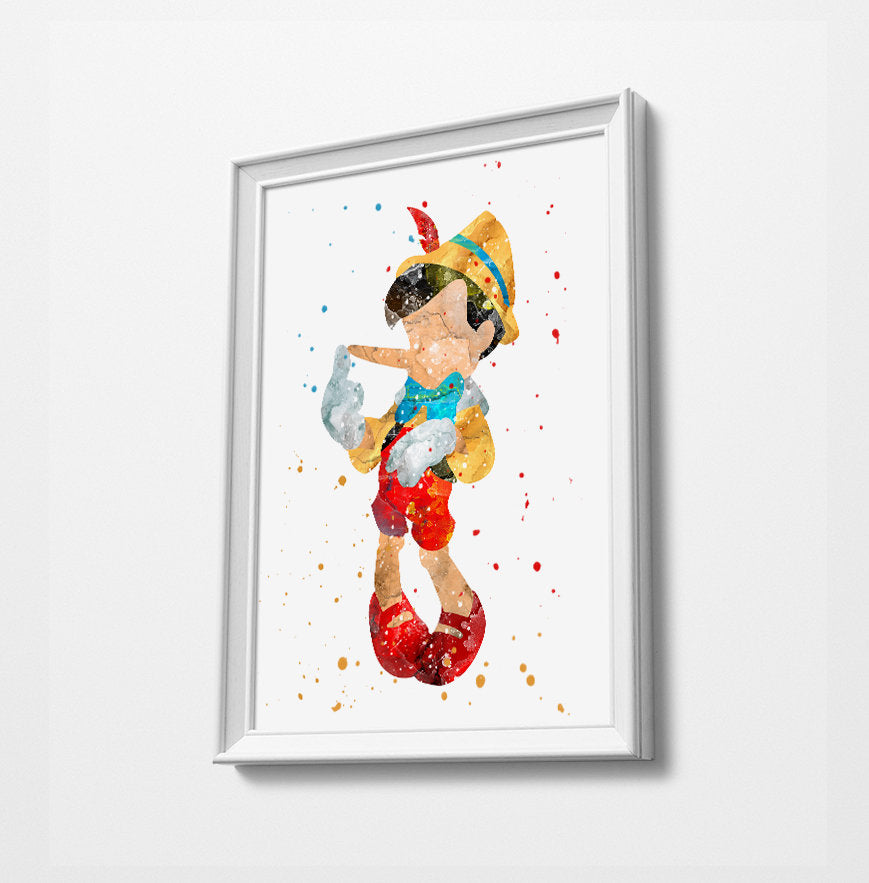 Pinocchio | Minimalist Watercolor Art Print Poster Gift Idea For Him Or Her | Nursery Art |