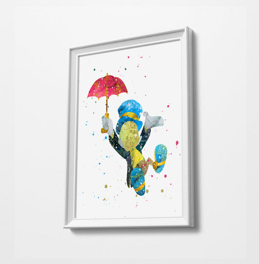 Jiminy Cricket | Minimalist Watercolor Art Print Poster Gift Idea For Him Or Her | Nursery Art |