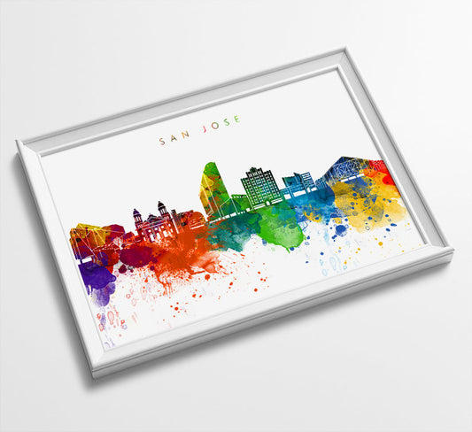 San Jose Skyline Art Print  | Minimalist Watercolor Art Print Poster | Gift Idea For Him Or Her | Wall Art | City Skyline | City Prints