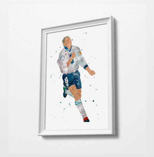 Gascoigne Euro 96 England Minimalist Watercolor Art Print Poster Gift Idea For Him Or Her | Football | Soccer