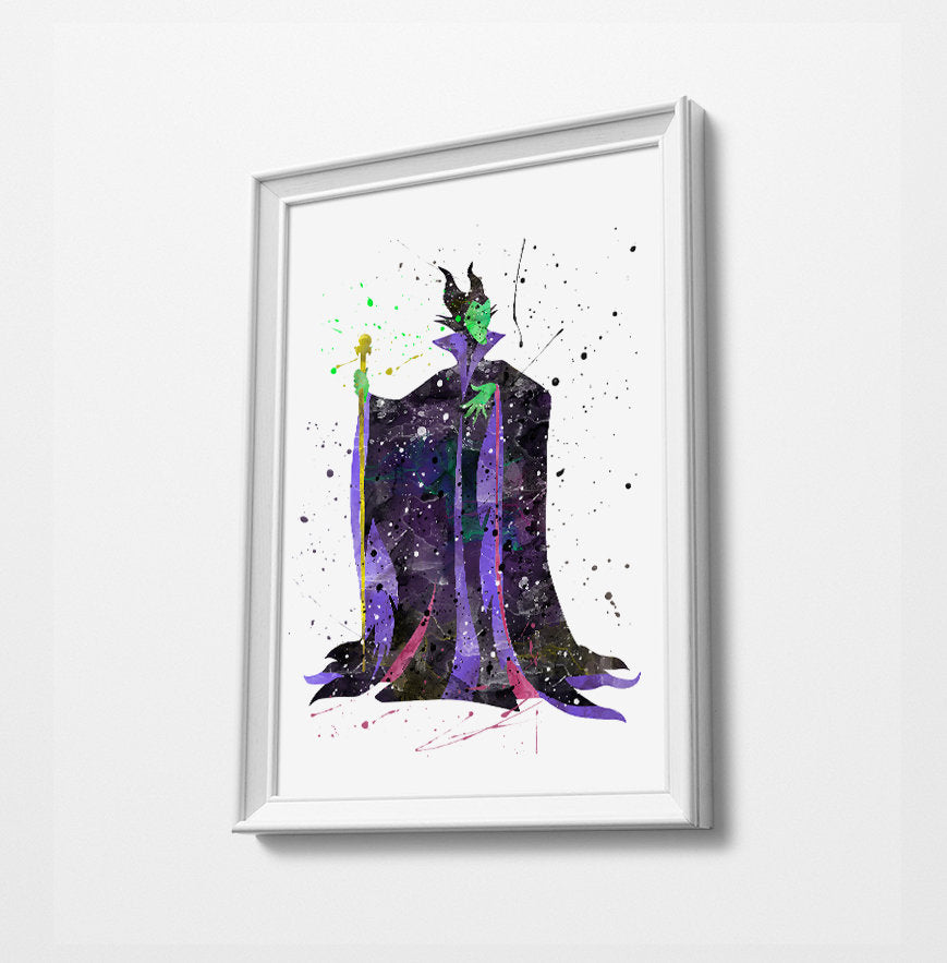 Maleficent | Minimalist Watercolor Art Print Poster Gift Idea For Him Or Her | Disney Prints