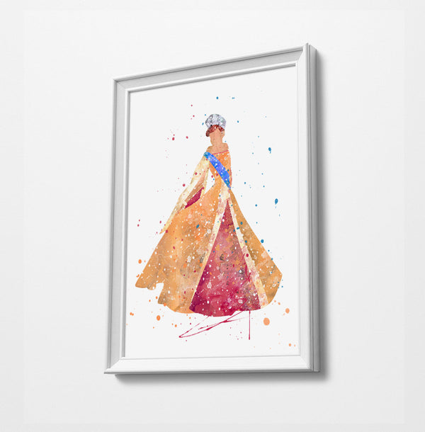 Princess Minimalist Watercolor Art Print Poster Gift Idea For Him Or Her | Nursery Art |