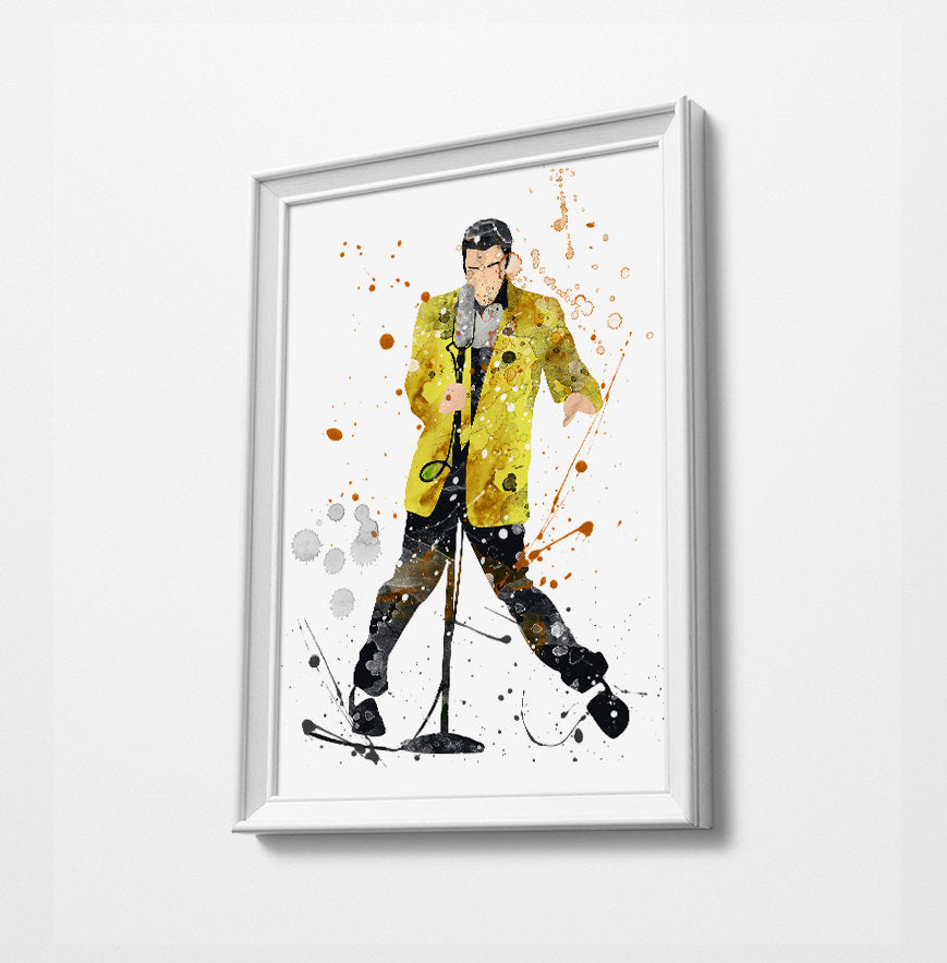 Elvis Gold Jacket Minimalist Watercolor Art Print Poster Gift Idea For Him Or Her Music Poster