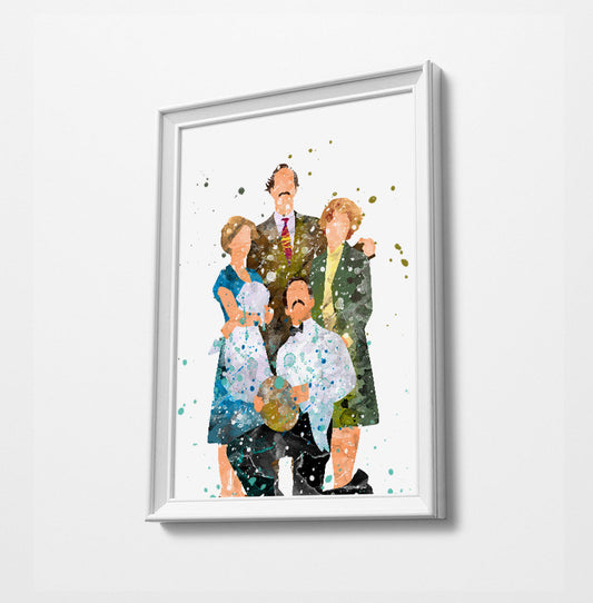 Fawlty Hotel Family Minimalist Art | Watercolor Art Print Poster Gift Idea For Him Or Her | British Tv Comedy