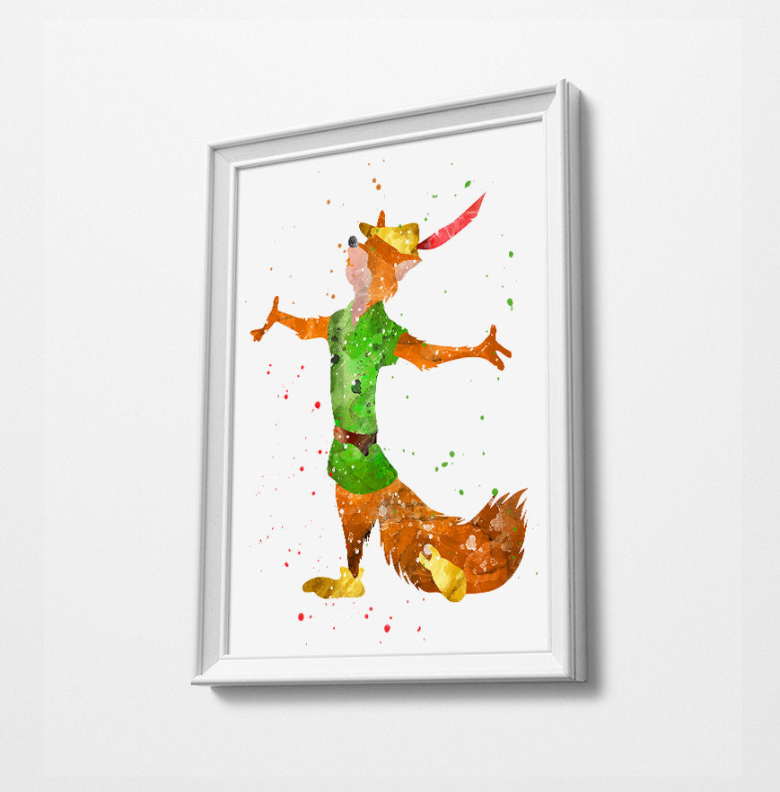 Minimalist Watercolor Art Print Poster Gift Idea For Him Or Her | Disney Prints | Robin Hood