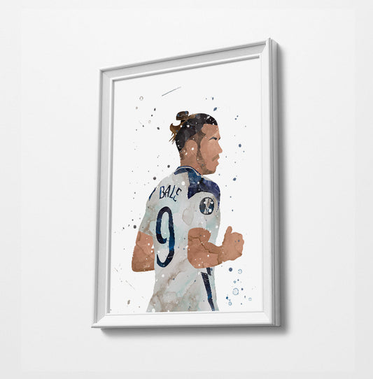 BALE Minimalist Watercolor Art Print Poster Gift Idea For Him Or Her | Football | Soccer