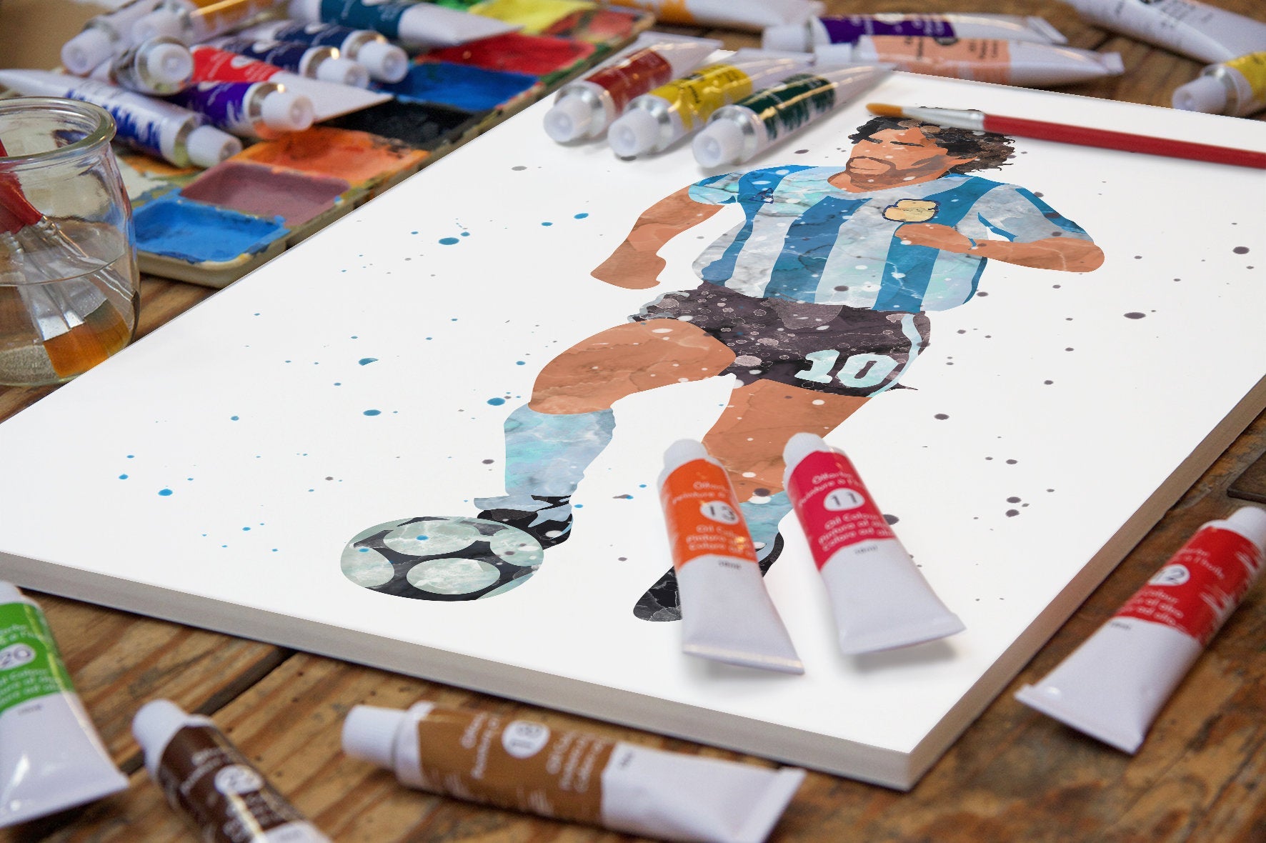 Diego #10 Minimalist Watercolor Art Print Poster Gift Idea For Him Or Her | Football | Soccer