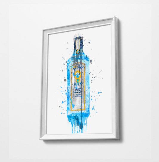 Gin Print | Minimalist Watercolor Art Print Poster | Canvas | Gift Idea For Him Or Her | Home Decor |