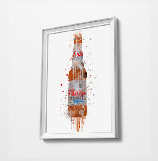 Beer Bottle Print | Minimalist Watercolor Art Print Poster | Canvas | Gift Idea For Him Or Her | Home Decor |