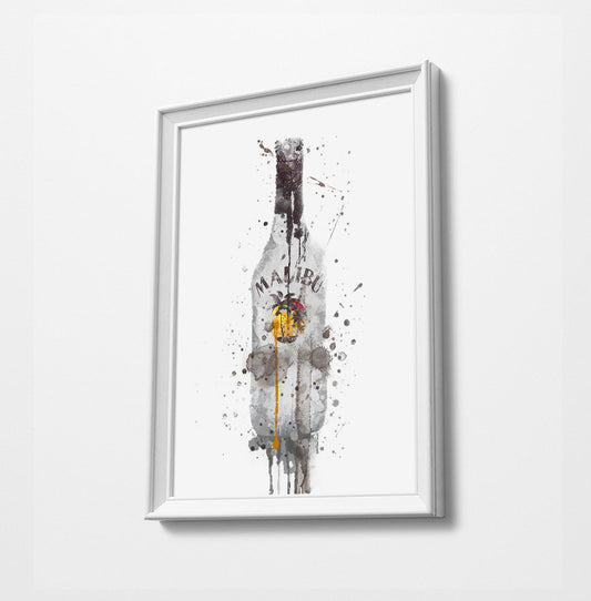 Rum Bottle Print | Minimalist Watercolor Art Print Poster | Canvas | Gift Idea For Him Or Her | Home Decor |