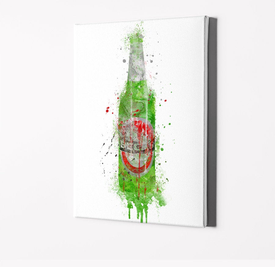 Beer Bottle Print | Minimalist Watercolor Art Print Poster | Canvas | Gift Idea For Him Or Her | Home Decor |