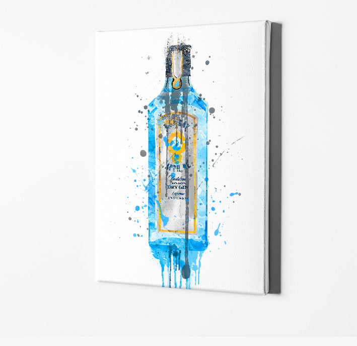 Gin Print | Minimalist Watercolor Art Print Poster | Canvas | Gift Idea For Him Or Her | Home Decor |