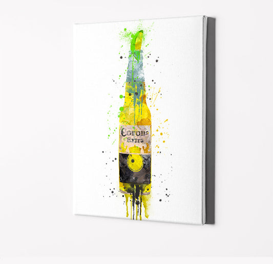 Beer Bottle with Lime Print | Minimalist Watercolor Art Print Poster | Canvas | Gift Idea For Him Or Her | Home Decor |
