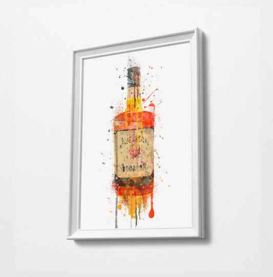 Classic Whiskey Bottle Print | Minimalist Watercolor Art Print Poster | Canvas | Gift Idea For Him Or Her | Home Decor |