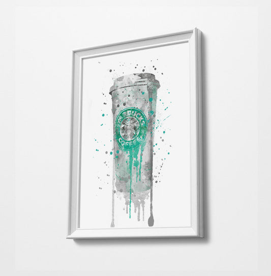 Coffee Cup Print | Minimalist Watercolor Art Print Poster | Canvas | Gift Idea For Him Or Her | Home Decor |