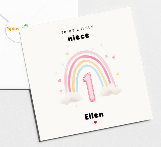 Rainbow First Birthday Card