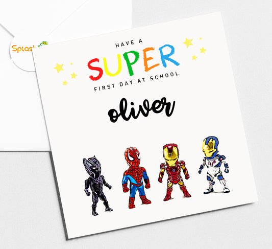 Avengers Superhero Card, Back to School Superhero Card , 1st Day of School Card, Personalised back to school card