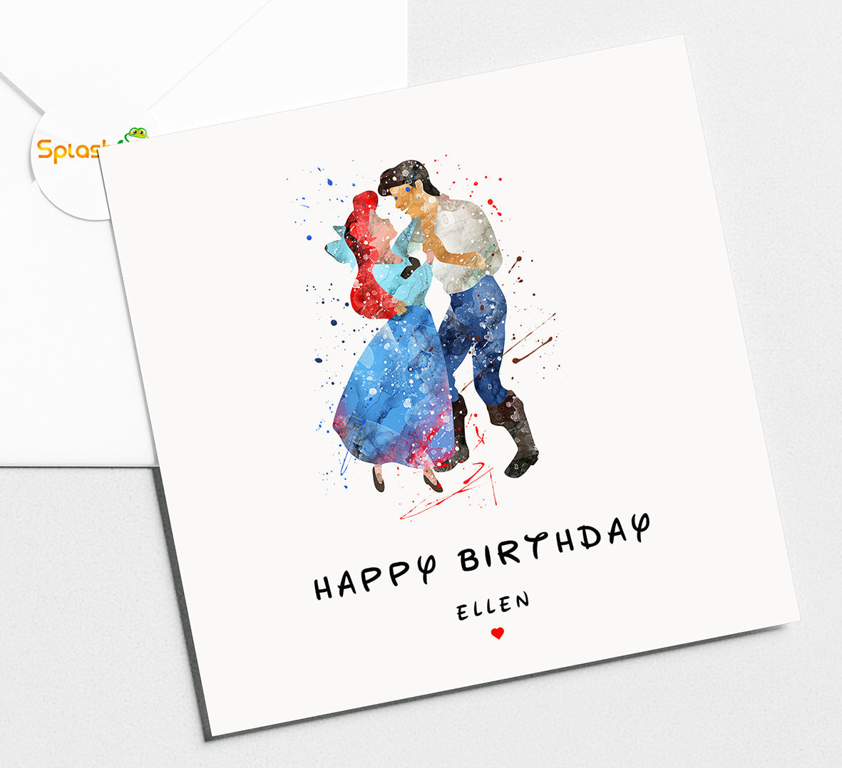 Little Mermaid Ariel Birthday Card, Disney Personalised Wedding Card. Disney Princess Card, Disney Princesses Card by Splashfrog