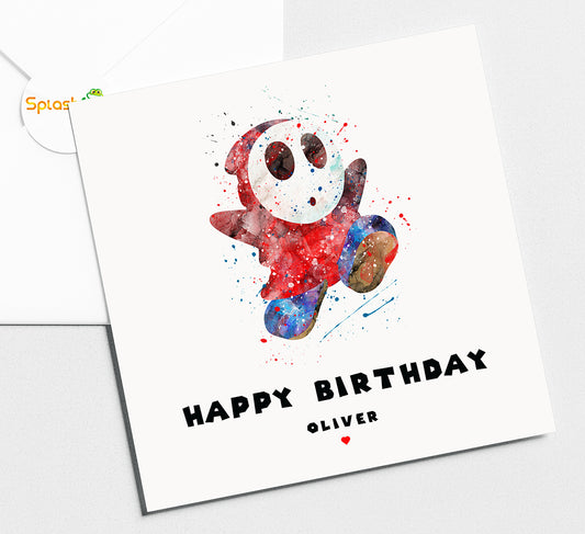 Shy Guy Birthday Card, Super Mario Birthday card by Splashfrog